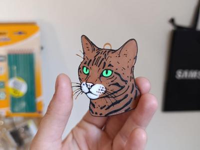 Bengal cat keychain and magnet 