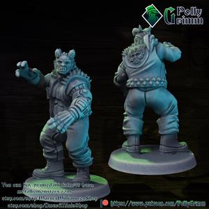 Tabletop miniature sci-fi cyberpunk fantasy. Ogre monk caster