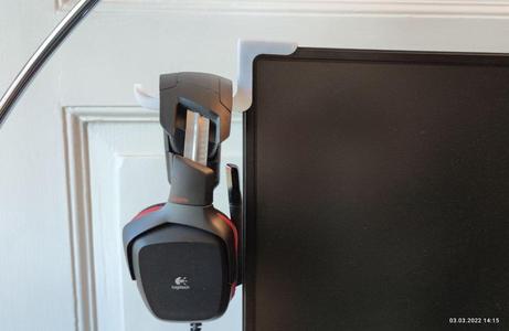 Monitor Headphones Hanger for large Headphones and small Bezel