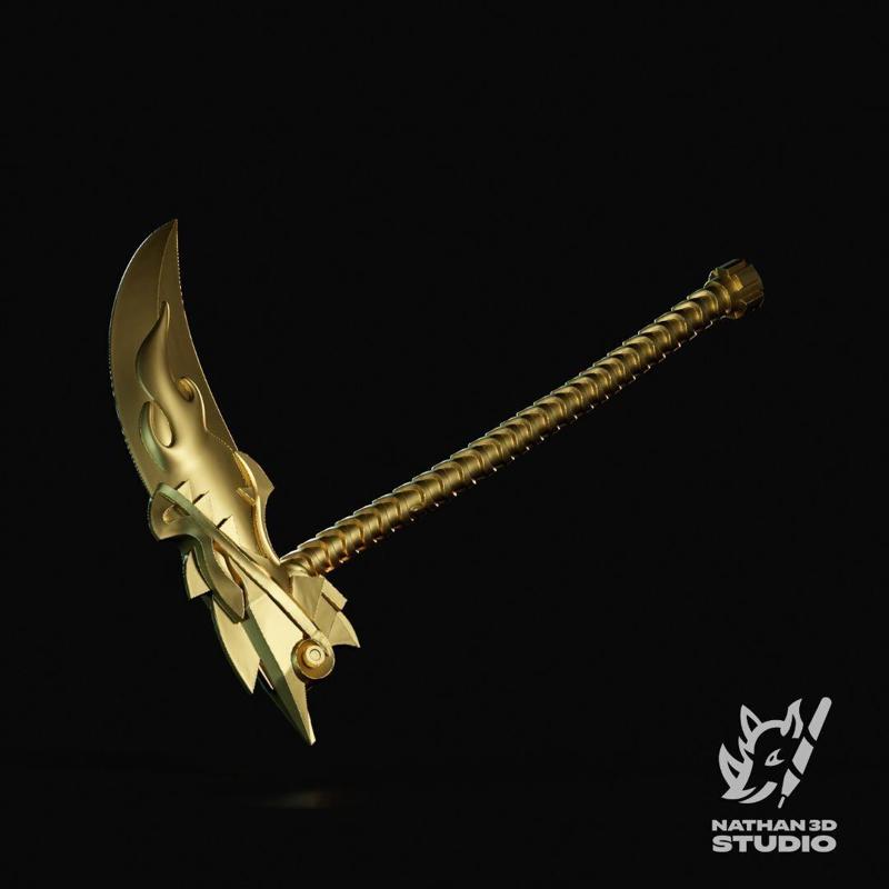 LEGO Ninjago Fanart - 3D Model Scythe of Quakes - Golden Weapon of Earth (Cole's Weapon)