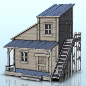Western house with wooden lateral stair (2) - Wild West USA America cow-boy