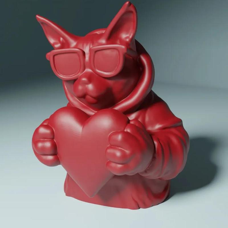 Valentine Day - Cool Cat holding a heart   