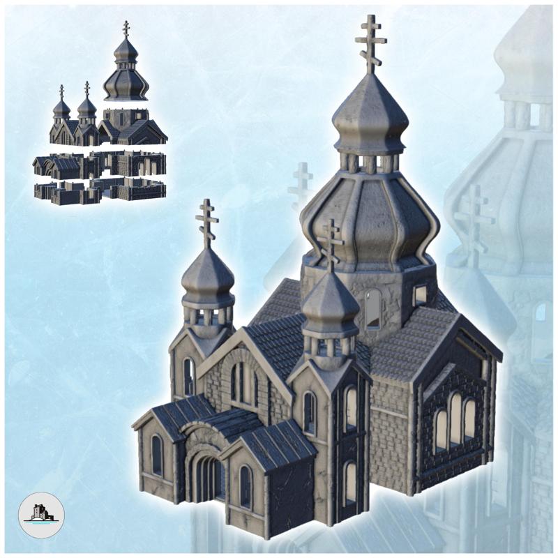 Orthodox brick cathedral with bell tower and double towers (3) - Flames of war Bolt Action USSR WW2 Cold Era Modern Russia