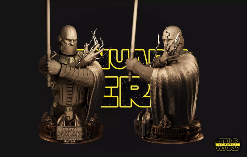 Darth Malak Bust  - Tested and Ready for 3D printing