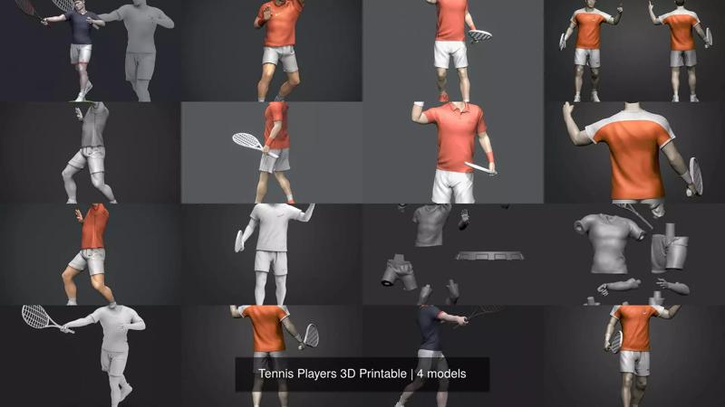 Tennis Players 3D Printable 3D Model Collection