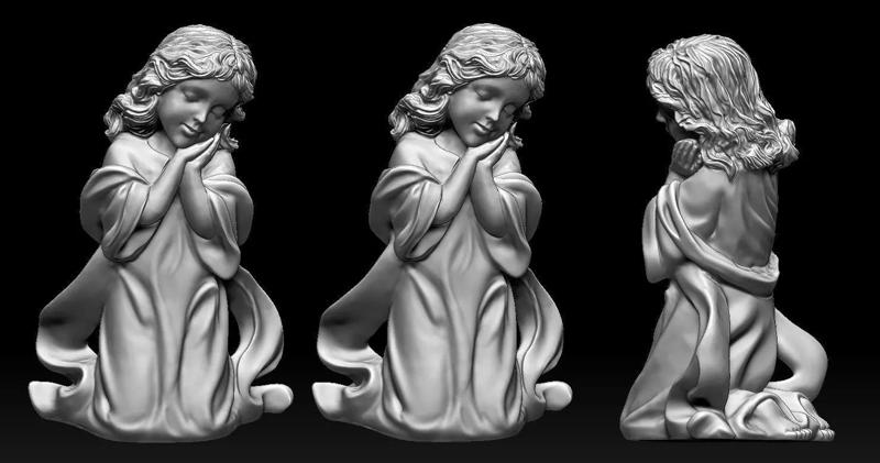 Baby Angel kneeling Statue 3D Printed Model