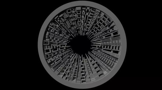 Beautiful modern wall decor - circle buildings skyline - 650mm