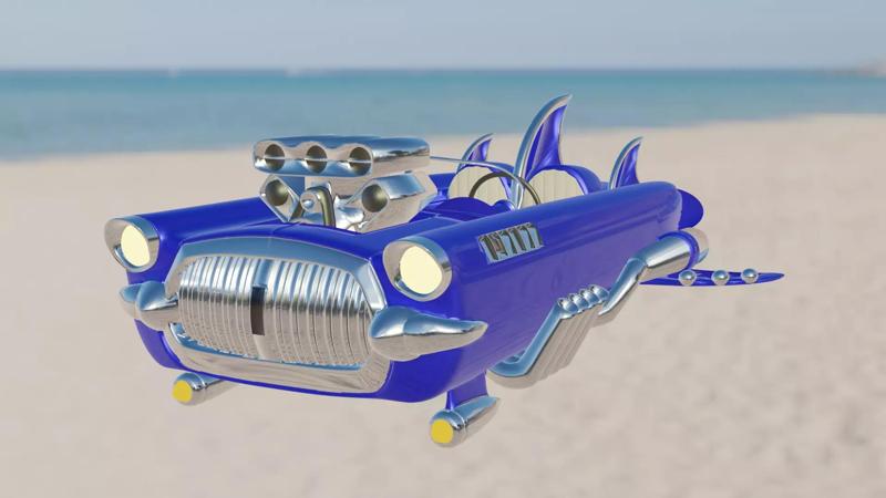 Thundercougarfalconbird toy car on beach