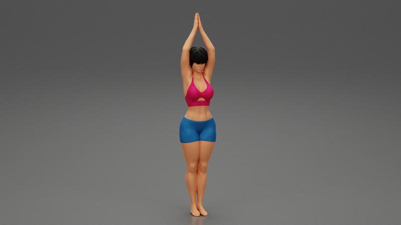 Woman doing Upward Salute Pose Urdhva Hastasana Exercise 3D Print Model