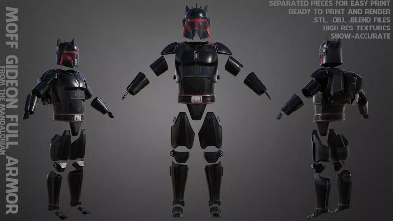 The Mandalorian Moff Gideon Full Armor and Jetpack for Cosplay 3D Model Collection