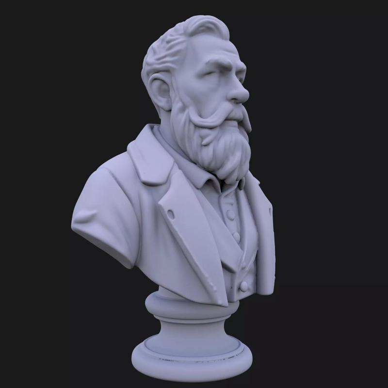 Gutenberg Bust 3D STL Printable - 3D Model STL