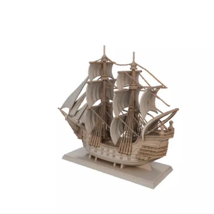 1838 Pirate Sailing Ship with Cannons  Ivory Style