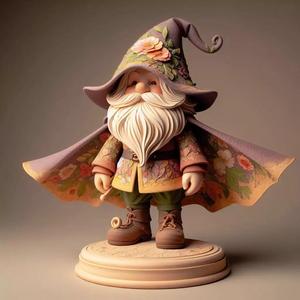 1044Fairy Tale Gnome Color Full Body Figurine on Base