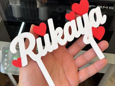 Cake Topper Rukaya with Red Hearts