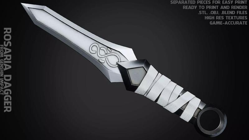 Genshin Impact Rosaria Dagger for Cosplay