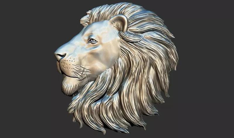 3D Lion Head Relief Printable Model cnc