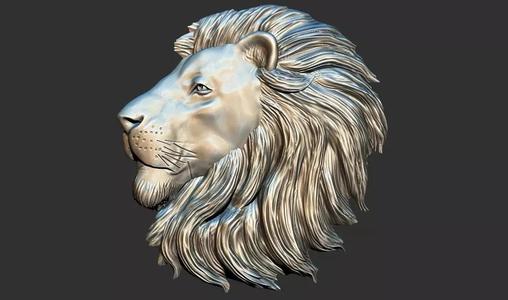 3D Lion Head Relief Printable Model cnc