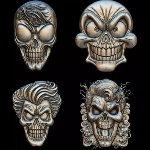 4 Comic Skull Head Relief No2 STL file for 3d Printing or CNC