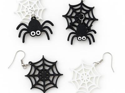 Halloween Spider and Web Earrings