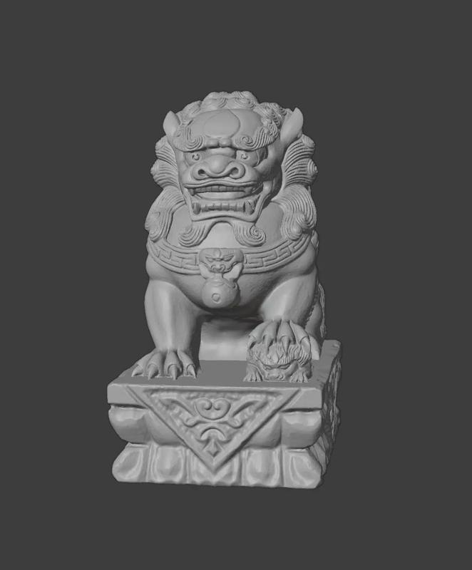 stone lion statue  auspicious animal chinese culture 3d printing