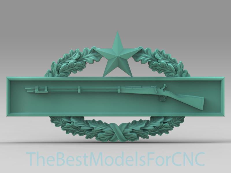 3D Model STL File for CNC Router Laser & 3D Printer Combat Infantry Badge