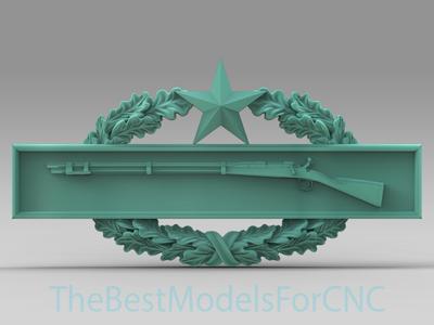 3D Model STL File for CNC Router Laser & 3D Printer Combat Infantry Badge