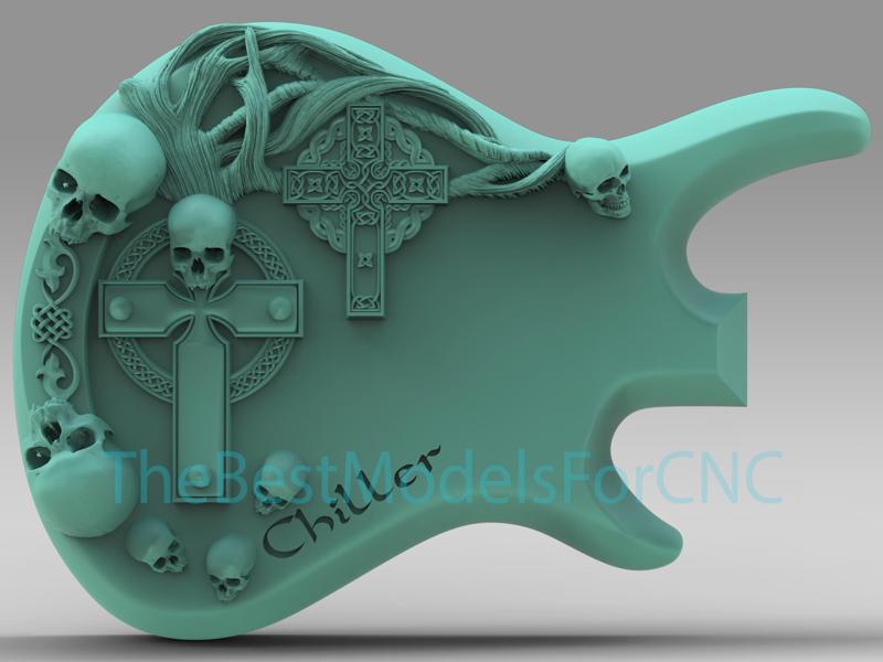 3D Model STL File for CNC Router Laser & 3D Printer Skull Guitar Case