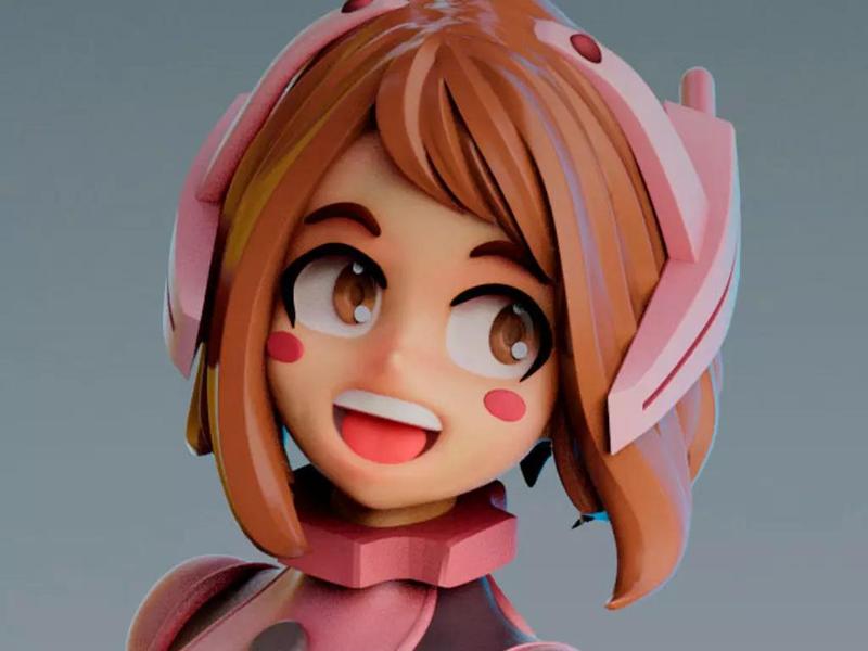 ochako uraraka fanart for 3Dprint more figure nonsplit