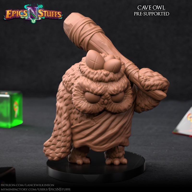 Owlkin Cave Owl Miniature - Pre-Supported