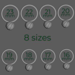 Basketball Ring – 3D Printable Finger Ring in 8 Sizes (16–23 mm)