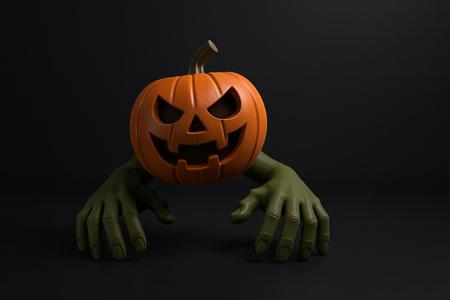 Creepy Pumpkin Monster with Zombie Hands – Halloween Decoration, Spooky Jack O’ Lantern Prop