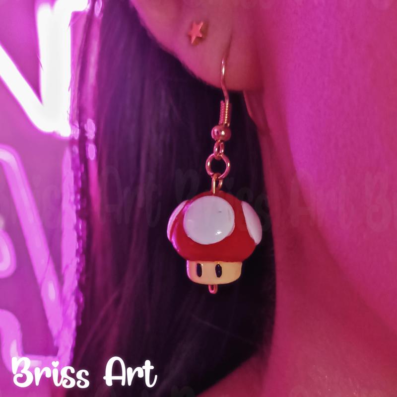 Mario Bross 3D Mushroom Earrings