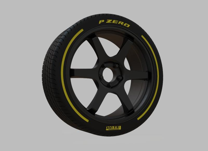 Miniature Enkei T6R Rim & Tire