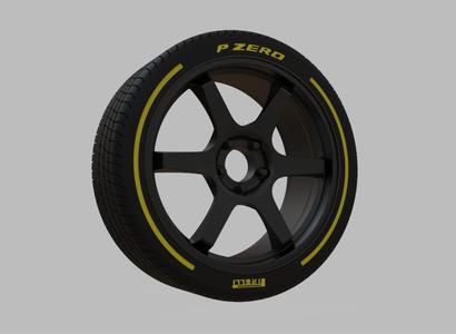 Miniature Enkei T6R Rim & Tire