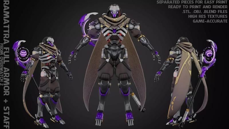 Overwatch 2 Ramattra Full Armor and Staff For Cosplay 3D Model Collection
