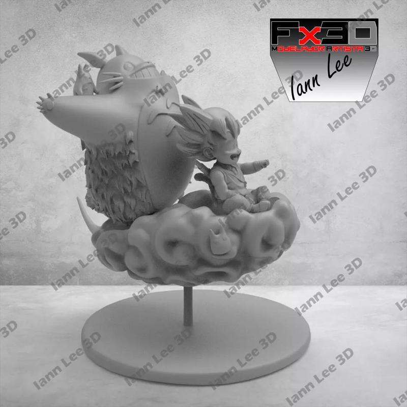 Goku y Totoro Dragon Ball Z anime En Nube