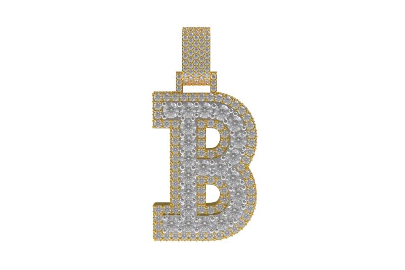 00009 Letter B Iced Out Hip Hop Pendant