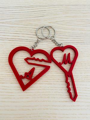 Pair of Hearts with Key and Keyhole