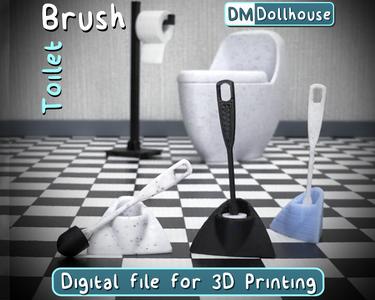 1:12 Scale Miniature Toilet Brush & Holder - Modern Dollhouse Bathroom Accessory
