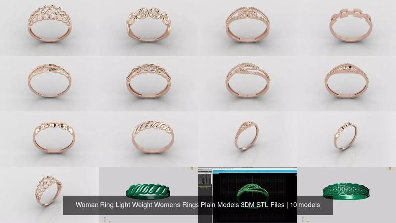 10 Models Woman Ring Womens Rings Plain Models 3DM STL Files 3D Model Collection