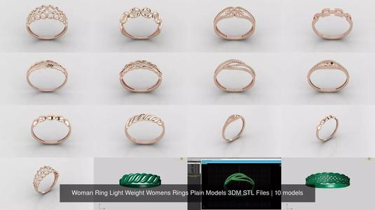 10 Models Woman Ring Womens Rings Plain Models 3DM STL Files 3D Model Collection