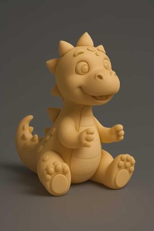 Sitting Baby Dinosaur – Cute Cartoon Dino 3D Model STL for Printing