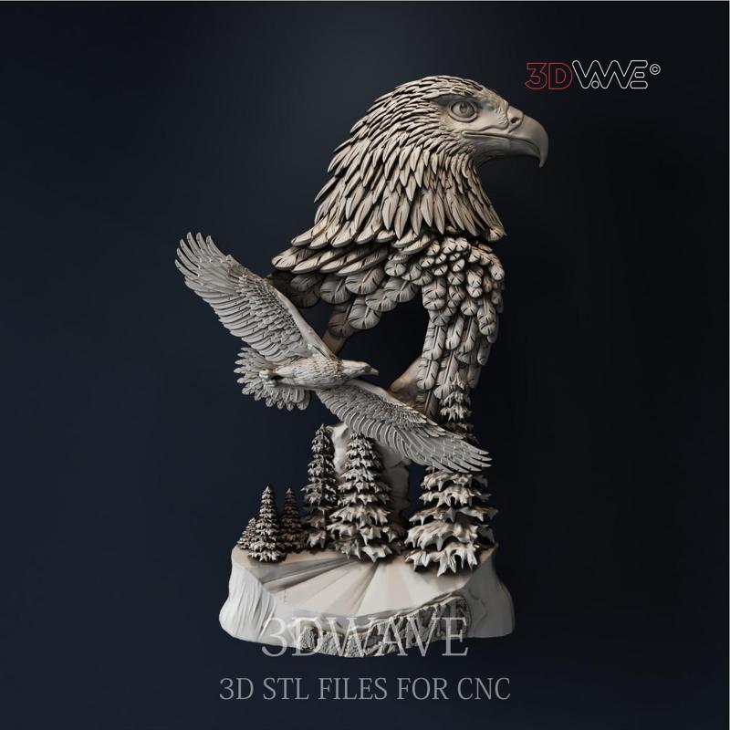 Eagle 3d stl model for CNC