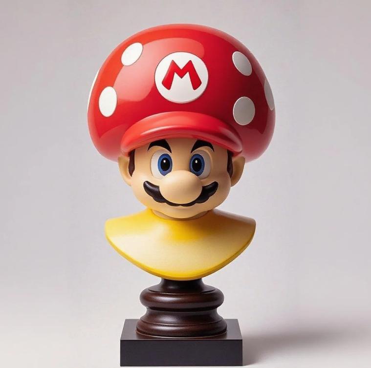 Mario with Mushroom Hat Bust Sculpture