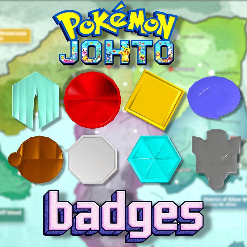 Pokémon Johto Gym Leader Badges – Complete 3D Printable Set