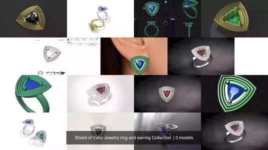 Shield of Valor Jewelry ring and earring Collection