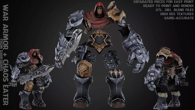 Darksiders War Armor and Chaos Eater Sword for Cosplay 3D Model Collection
