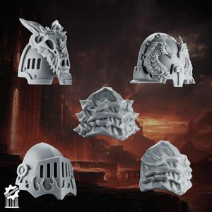Emberforge shoulder pads set 4 - Fire lizards [Supported]