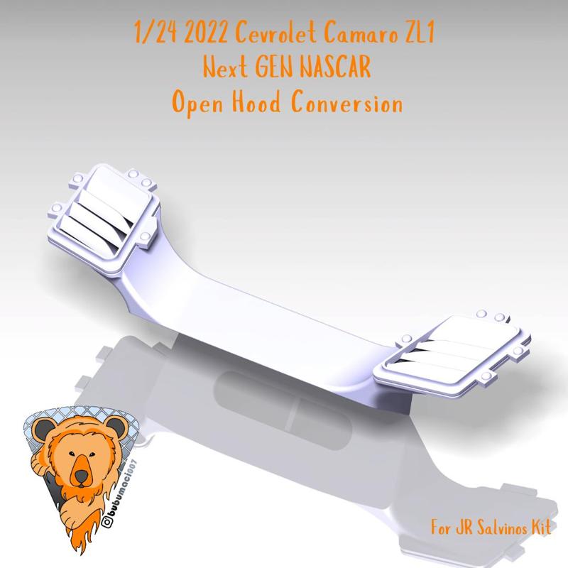 1/24 JR Salvinos 2022 Chevrolet Camaro ZL1  NEXT GEN NASCAR open hood conversion, enginebay upgrade