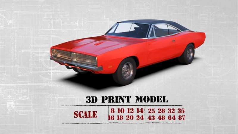 Car 3d printing models Charger second gen with interior